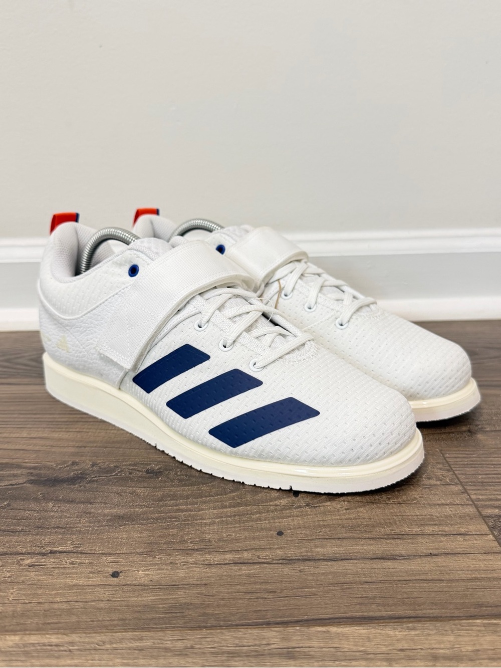 adidas Powerlift 5 Men’s Weightlifting Shoes White Navy Orange Size 9.5